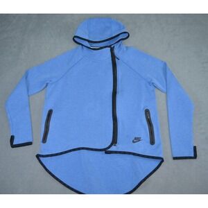 Nike Tech Fleece Asymmetric Hoodie Cape Full Zip Size Small Blue 669613
